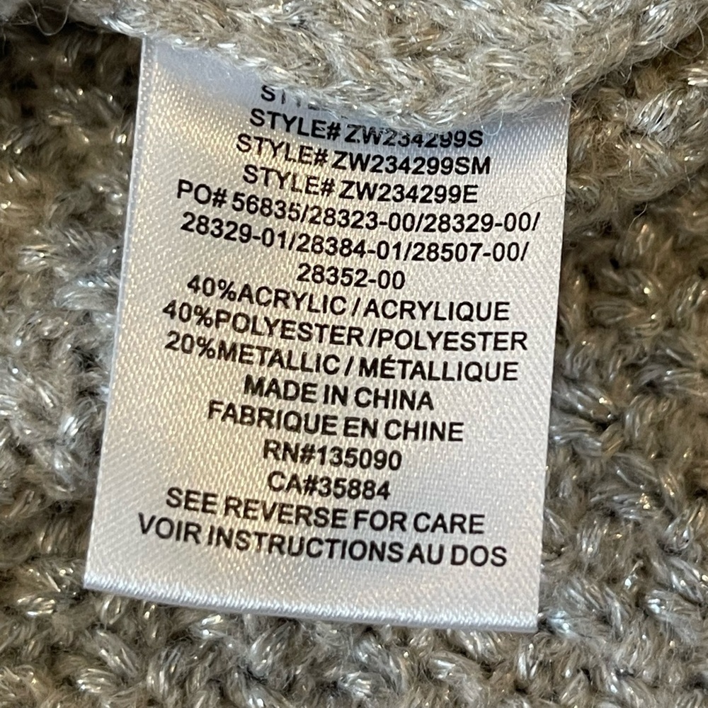Z Supply Eternal Metallic Light Gray Cable Knit Sweater, Crew Neck, Holiday, XS - Picture 8 of 16